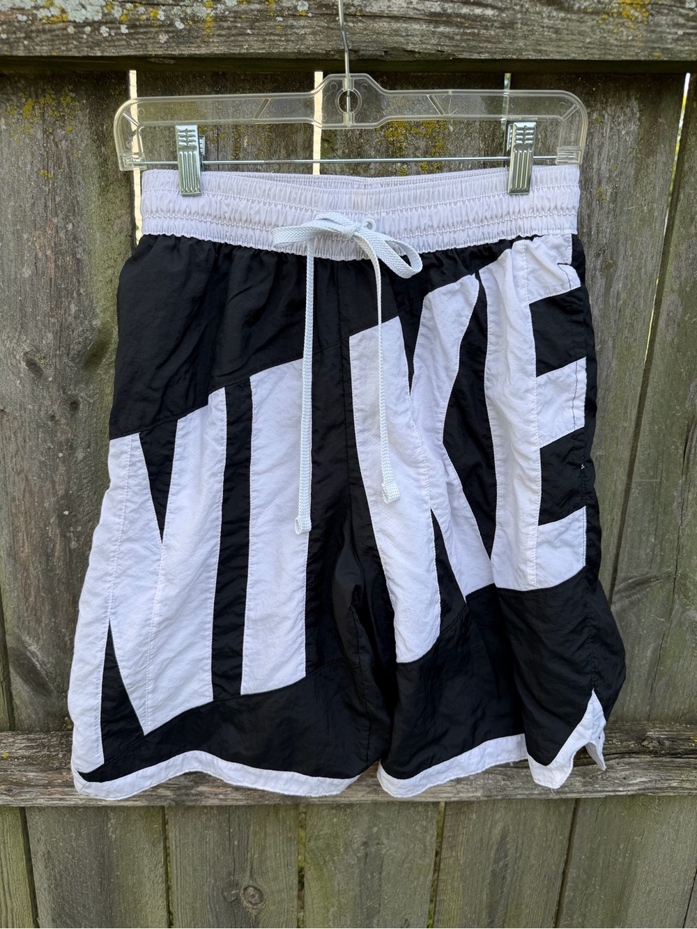 Nike Black and White Men's Shorts with Bold Logo